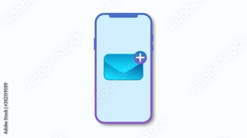 Opening email on smartphone, email notification on smartphone - conceptual animation video clip.
