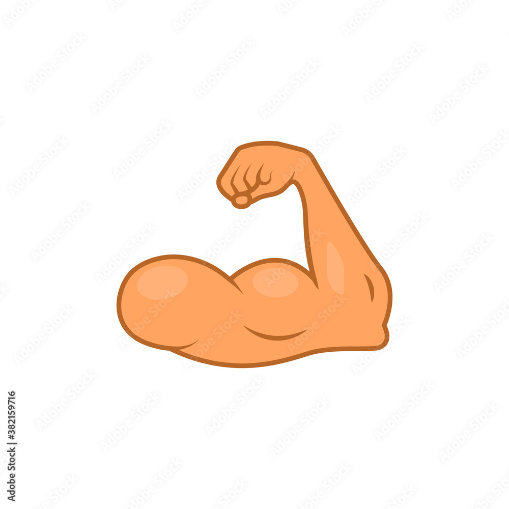 Arm emoji strong muscle flex bicep. Emoticon hand cartoon gym bodybuilder  icon Stock Vector | Adobe Stock