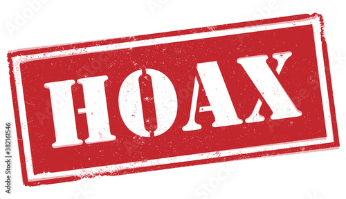 red grungy HOAX label or stamp isolated on white background vector illustration