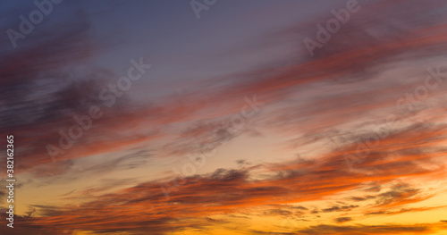 Beautiful and warm colored sunset sky.