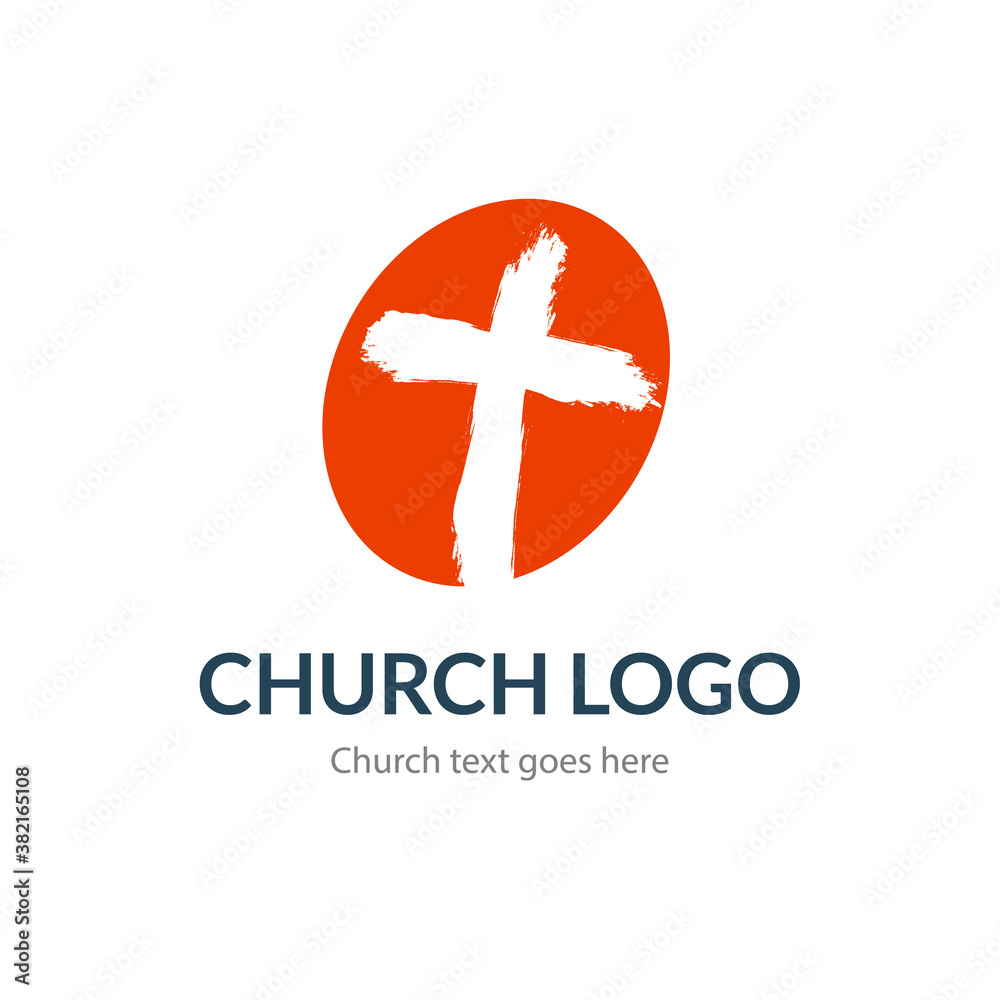 Obraz premium Logo church road cross Jesus mountain catholic dove religion. Worship pray church logo