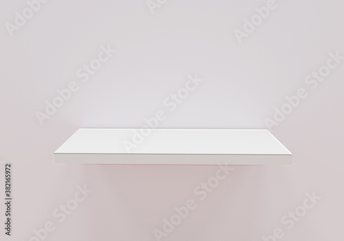 Wallpaper Mural empty white shelf stand on light wall, 3d illustration Torontodigital.ca