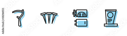 Set line Crematorium, Scythe, Metallic nails and Grave with tombstone icon. Vector.