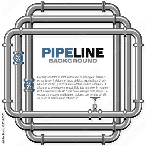Pipeline vector background in flat style. Pipes with taps.