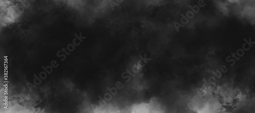 black abstract watercolor background, sky with clouds 