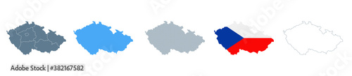 Czech Republic Map Set - Vector Solid, Contour, Regions, Flag, Pixels