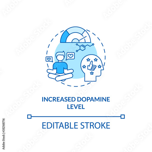 Increased dopamine level concept icon. Social media addiction idea thin line illustration. Motivation increasing. Positive effects. Vector isolated outline RGB color drawing. Editable stroke