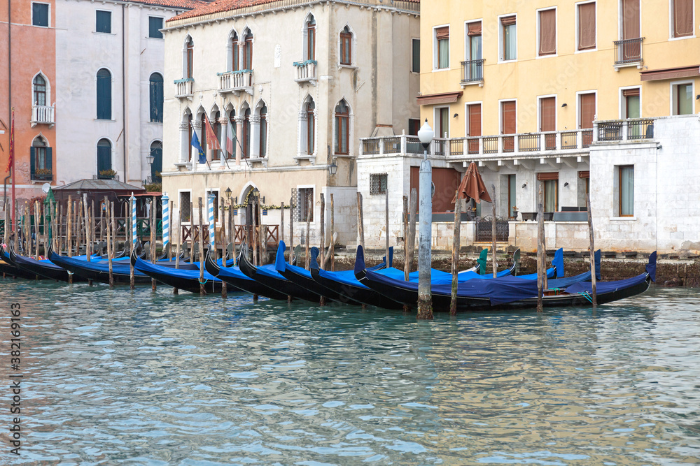 Grand Canal Moored Gondolas Venice