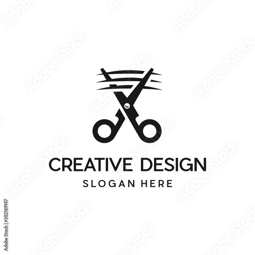 scissors sharp equipment objective silhouette Icon logo, haircut salon logo with scissor vector illustration design, Scissors Logo Design Icon Template. Modern Design. Barber. Vector Illustration