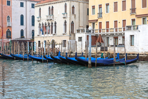 Grand Canal Moored Gondolas Venice © markobe