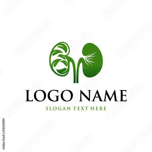 Kidney Leaf Ecology Care Icon Naturally Logo, Human Kidney Leaf Nature Creative Logo, Kidney and leaf, care kidneys and healthy kidneys, logo design.