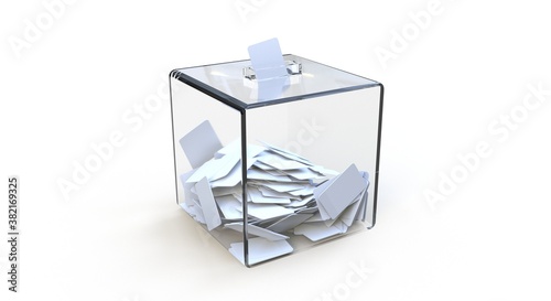 full ballot box on white background photo