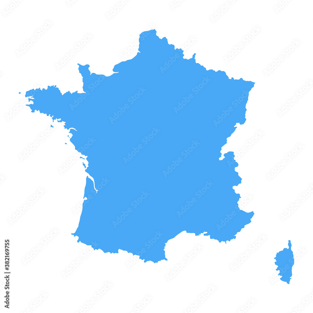 France Map - Vector Solid Contour