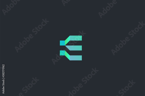 Minimal Geometrical Abstract Letter E Dark Background Logo Template