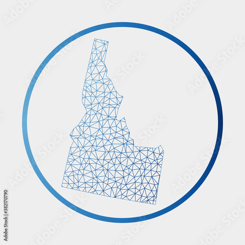 Idaho icon. Network map of the US state. Round Idaho sign with gradient ring. Technology, internet, network, telecommunication concept. Vector illustration.