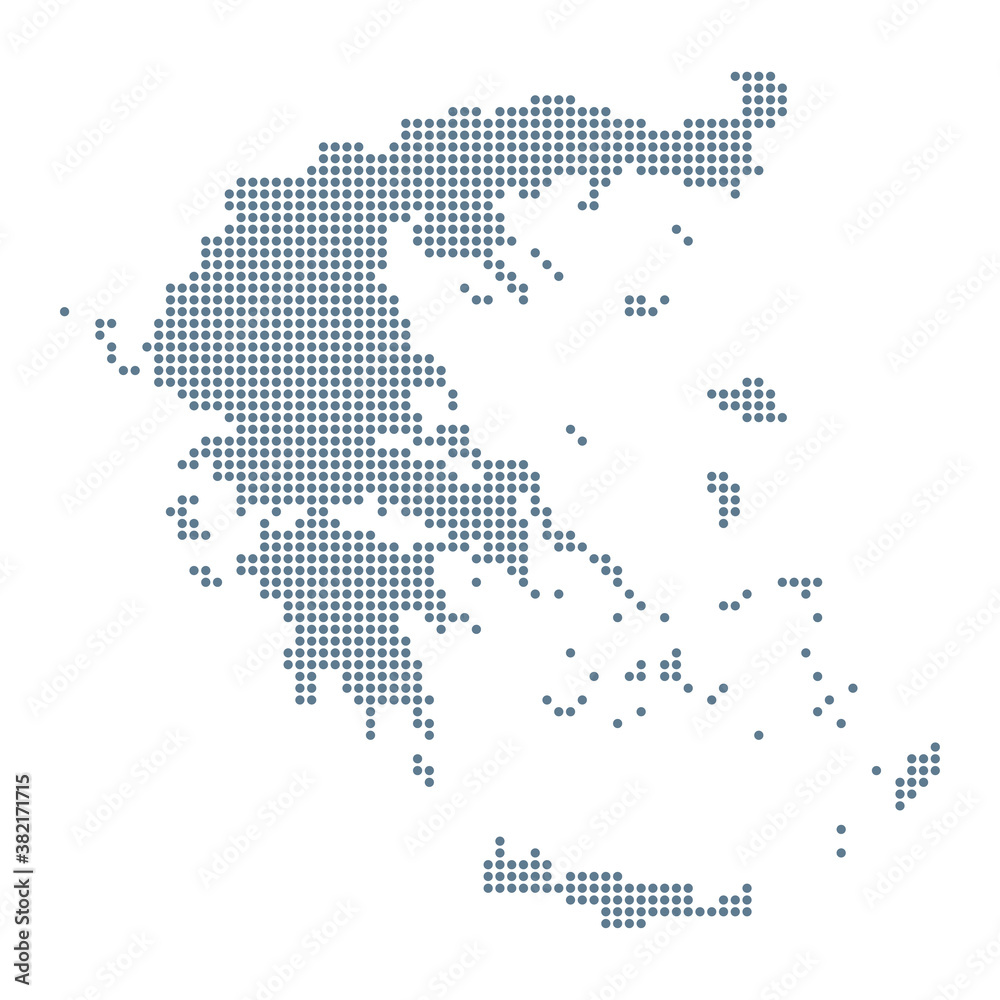 Greece Map - Vector Pixel Solid Contour