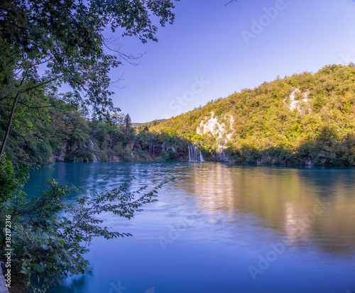 View on idyllic lake in the Plitvice lakes national park in Croatia during daytime