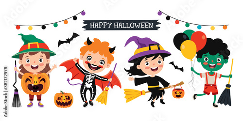 Happy Funny Child Celebrating Halloween