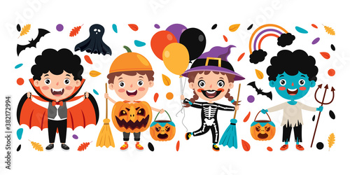 Happy Funny Child Celebrating Halloween