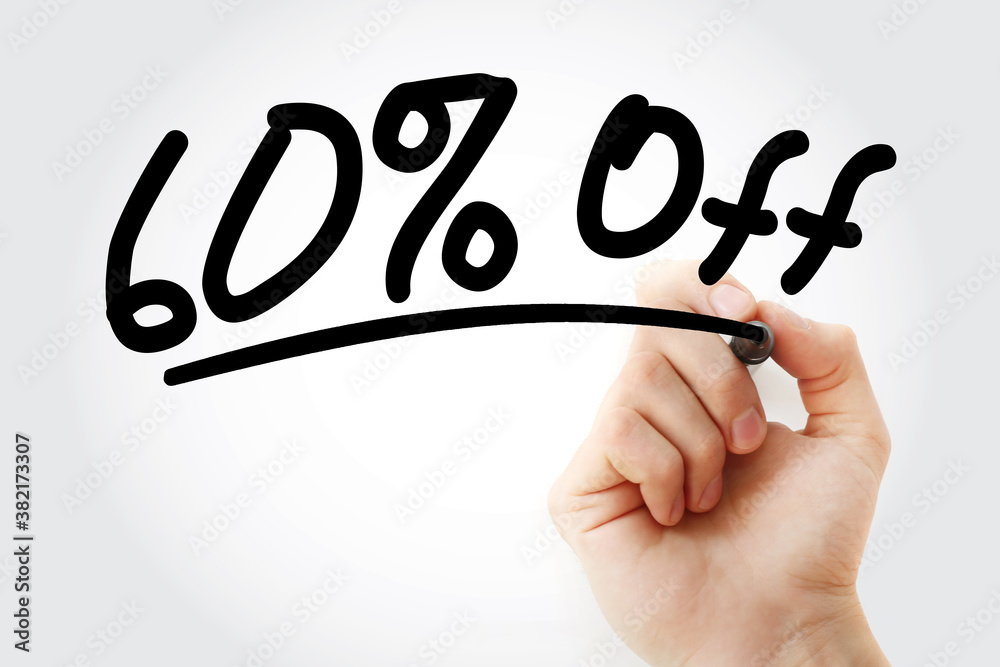 60% Off text with marker, business concept background 60% Off text with marker, business concept background
