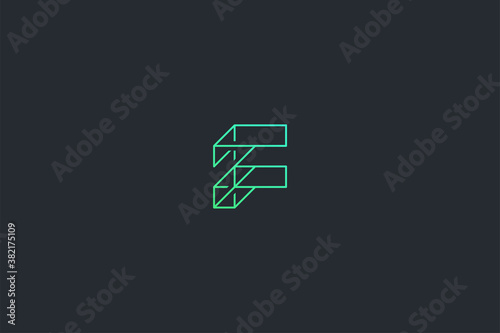 Minimal Geometrical Abstract Letter F Dark Background Logo Template