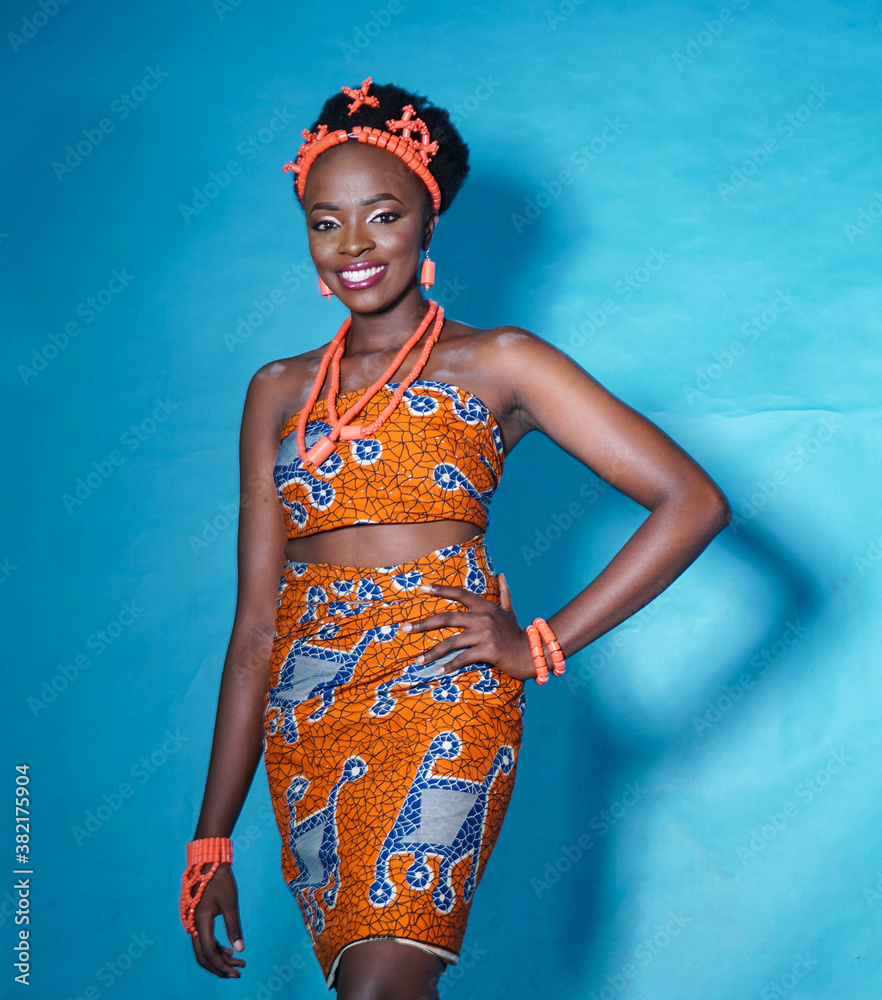 Portrait of beautiful Nigerian Woman wearing traditional Igbo dress Stock  Photo | Adobe Stock