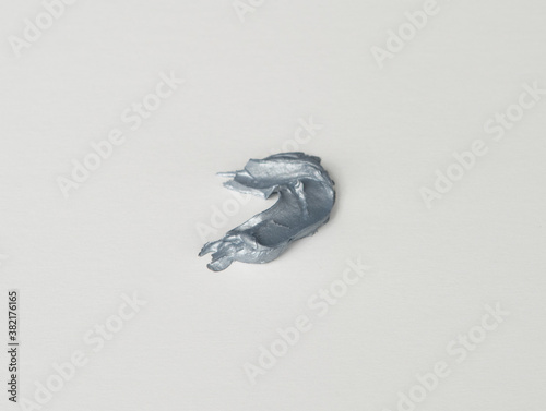 Acrylic Paint, Silver or Grey Smear, On White Background