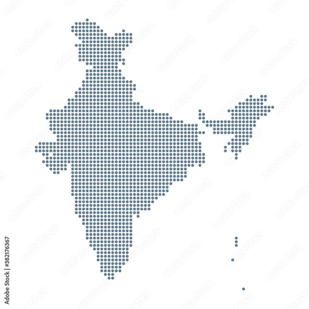 Obraz premium India Map - Vector Pixel Solid Contour