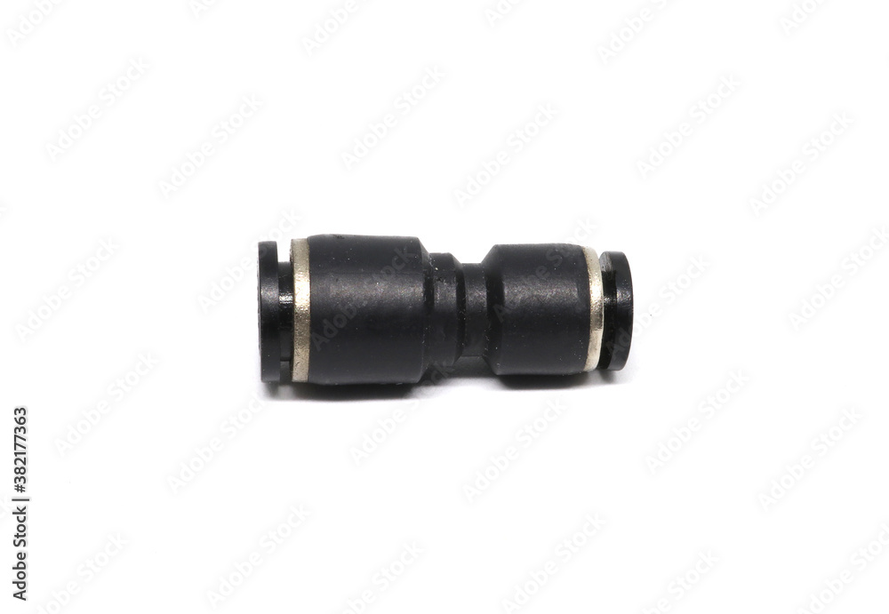 Pneumatic Push In Fittings for Air/Water Hose and Tube Connector size 8mm to 6mm isolated on white background Pneumatic Push In Fittings for Air/Water Hose and Tube Connector size 8mm to 6mm isolated on white background