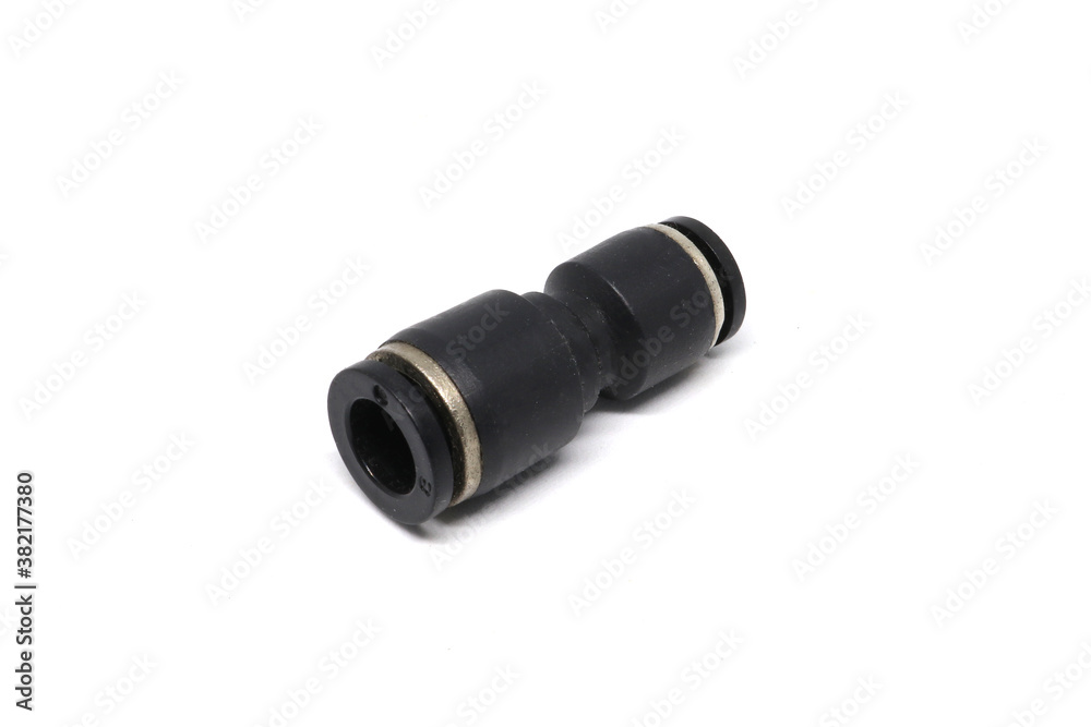 Pneumatic Push In Fittings for Air/Water Hose and Tube Connector size 8mm to 6mm isolated on white background Pneumatic Push In Fittings for Air/Water Hose and Tube Connector size 8mm to 6mm isolated on white background