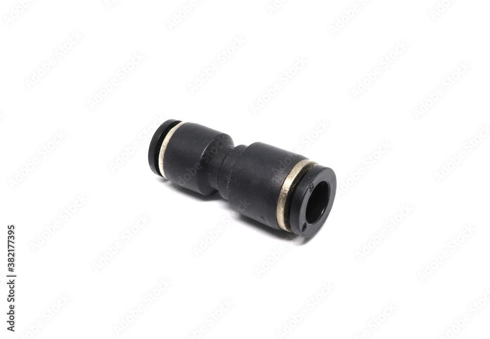 Pneumatic Push In Fittings for Air/Water Hose and Tube Connector size 8mm to 6mm isolated on white background Pneumatic Push In Fittings for Air/Water Hose and Tube Connector size 8mm to 6mm isolated on white background