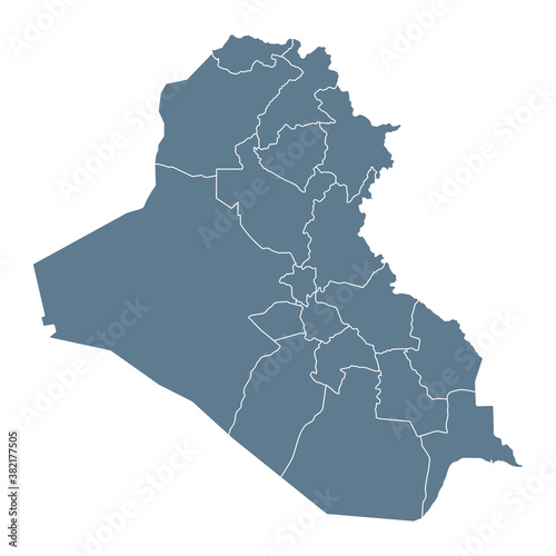 Iraq Map - Vector Solid Contour and State Regions