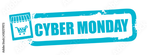 Cyber monday background rubber stamp with symbol