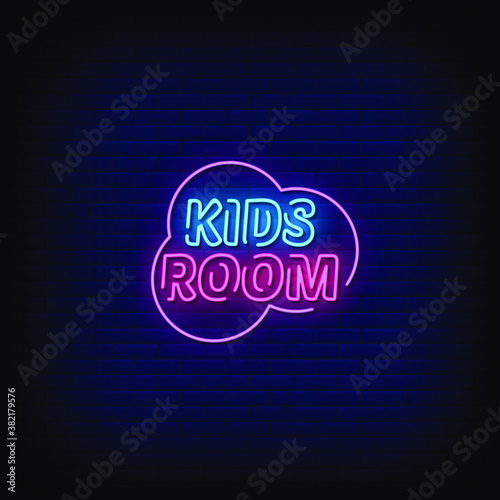 Kids Room Neon Signs Style Text Vector