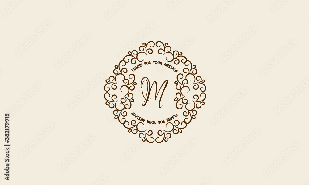 Stylish and elegant monogram with letter M. Elegant ornament, logo, invitation template, label, business. Stylish and elegant monogram with letter M. Elegant ornament, logo, invitation template, label, business.