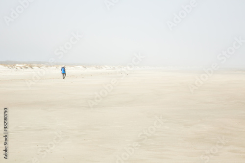 Schilderij op canvas A lone beach walker on the white sand beach on Cumberland Island, Georgia