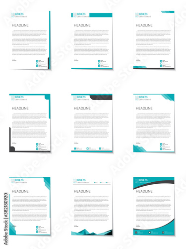 Letterhead modern design template and mockup minimalist style vector bundle. set design for business or letter layout, brochure, template, newsletter, document or presentation and other.