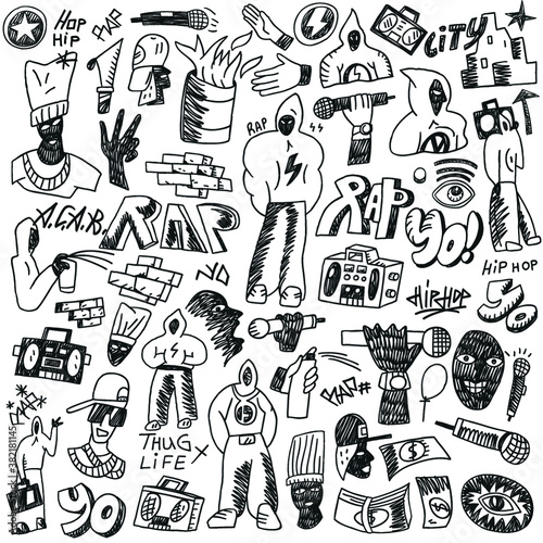 rap music doodle set