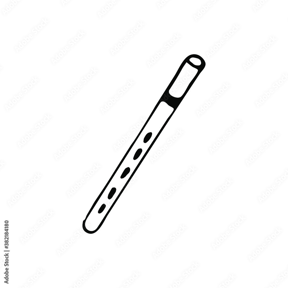 Hand-drawn fife. Illustration on white background. Vector. Hand-drawn fife. Illustration on white background. Vector.