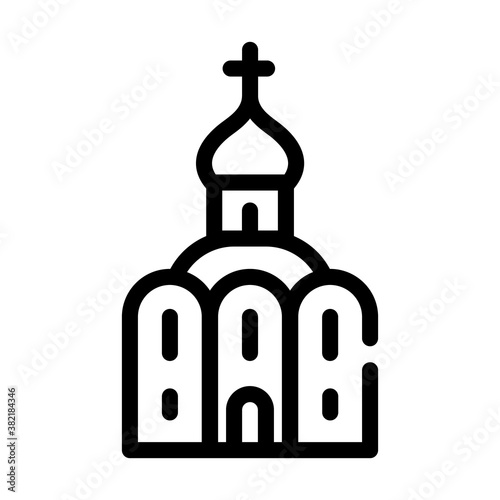 church building line icon vector black illustration