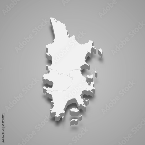 3d map of Phuket is a province of Thailand