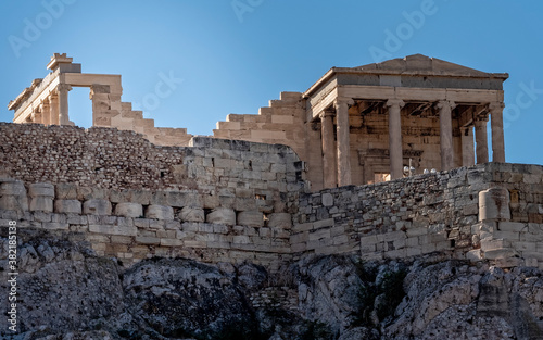 Athens Greece, Erechtheion ancient temple on Acropolis hill, view from the north