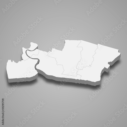 3d map of Samut Prakan is a province of Thailand