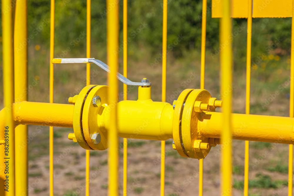 Gas pipeline. The gas cock is yellow.