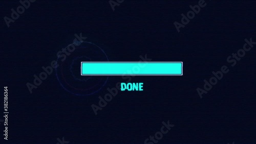 Digital Loading bar with noise and futuristic effect.
Count down 5 second bar with analysis blue tone science theme.