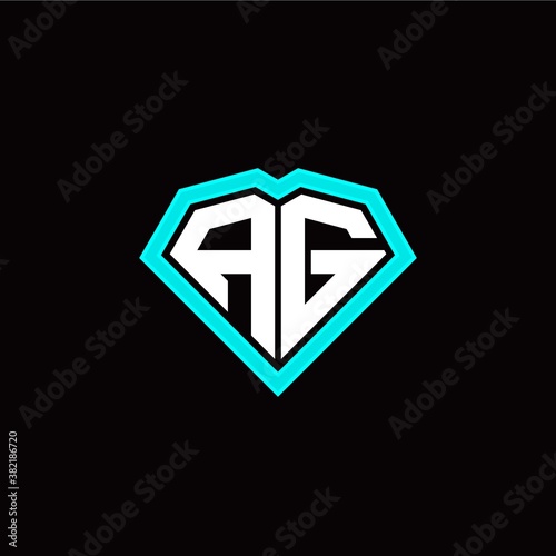 A G initial letter with unique diamond style logo template vector photo