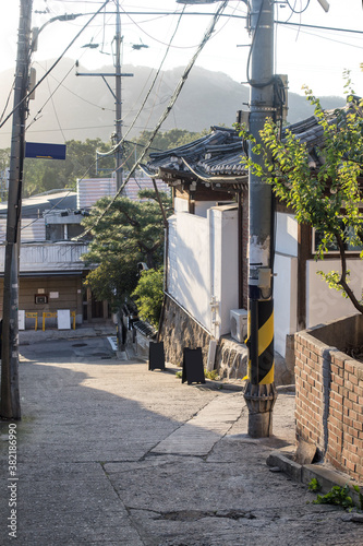 Photography narrow alleyways and streets of village in seoul, south korea.