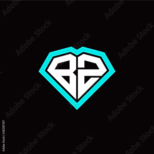 B Z initial letter with unique diamond style logo template vector