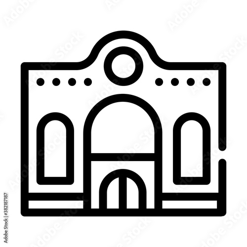 oriental restaurant building line icon vector illustration