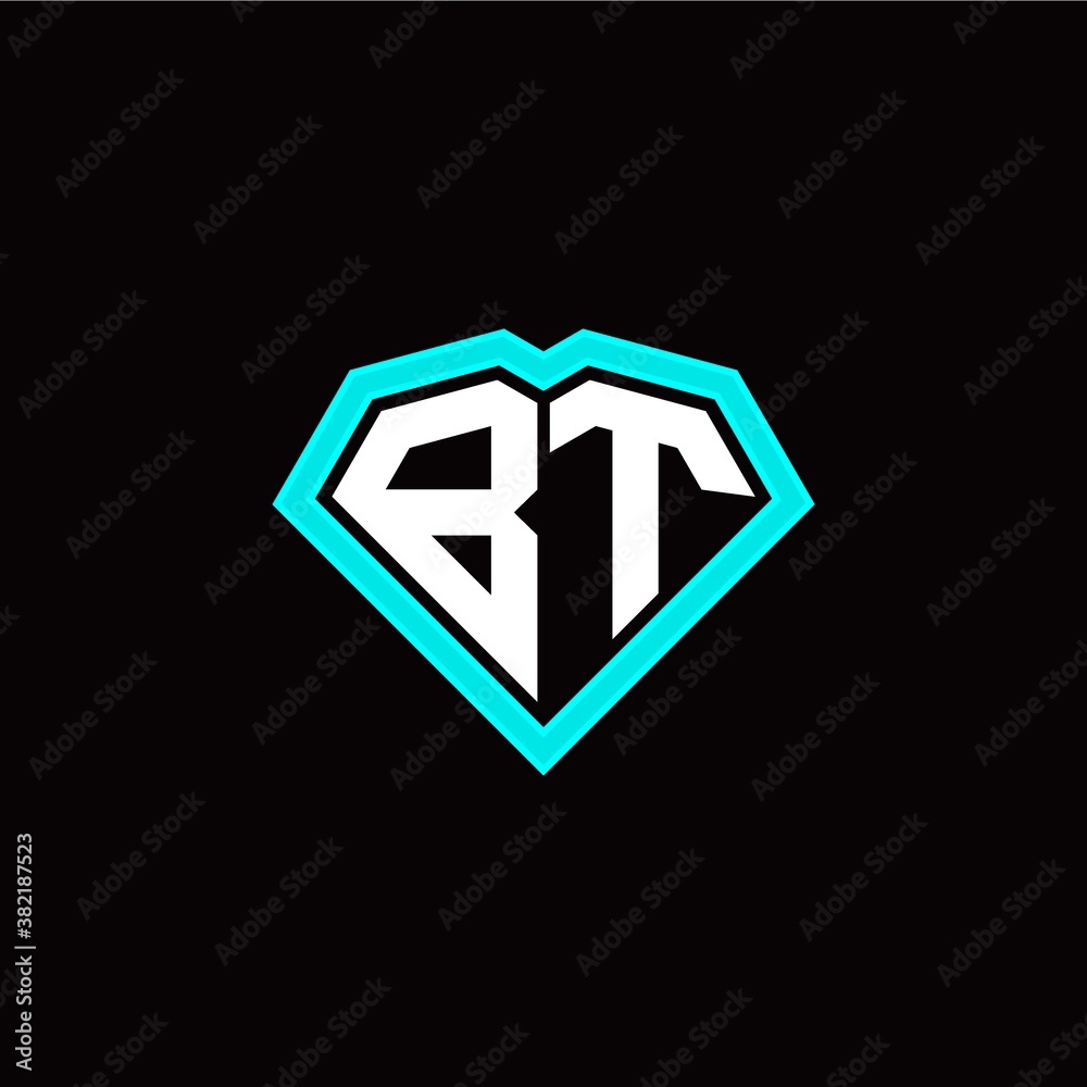 B T initial letter with unique diamond style logo template vector